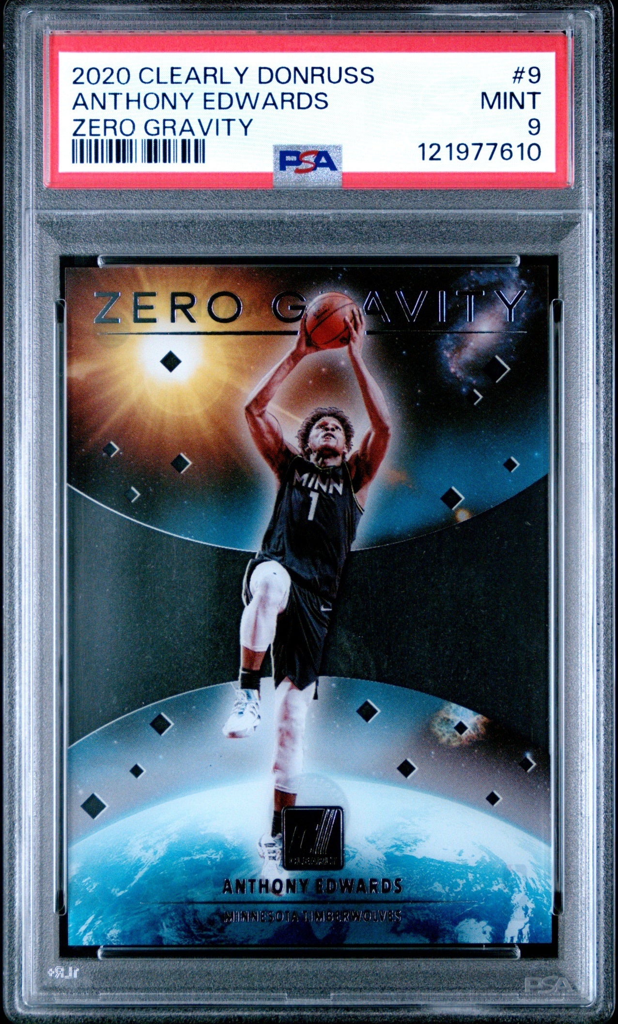 Anthony Edwards Clearly Donruss 2020 Zero Gravity RC PSA9 Minnesota Timberwolves