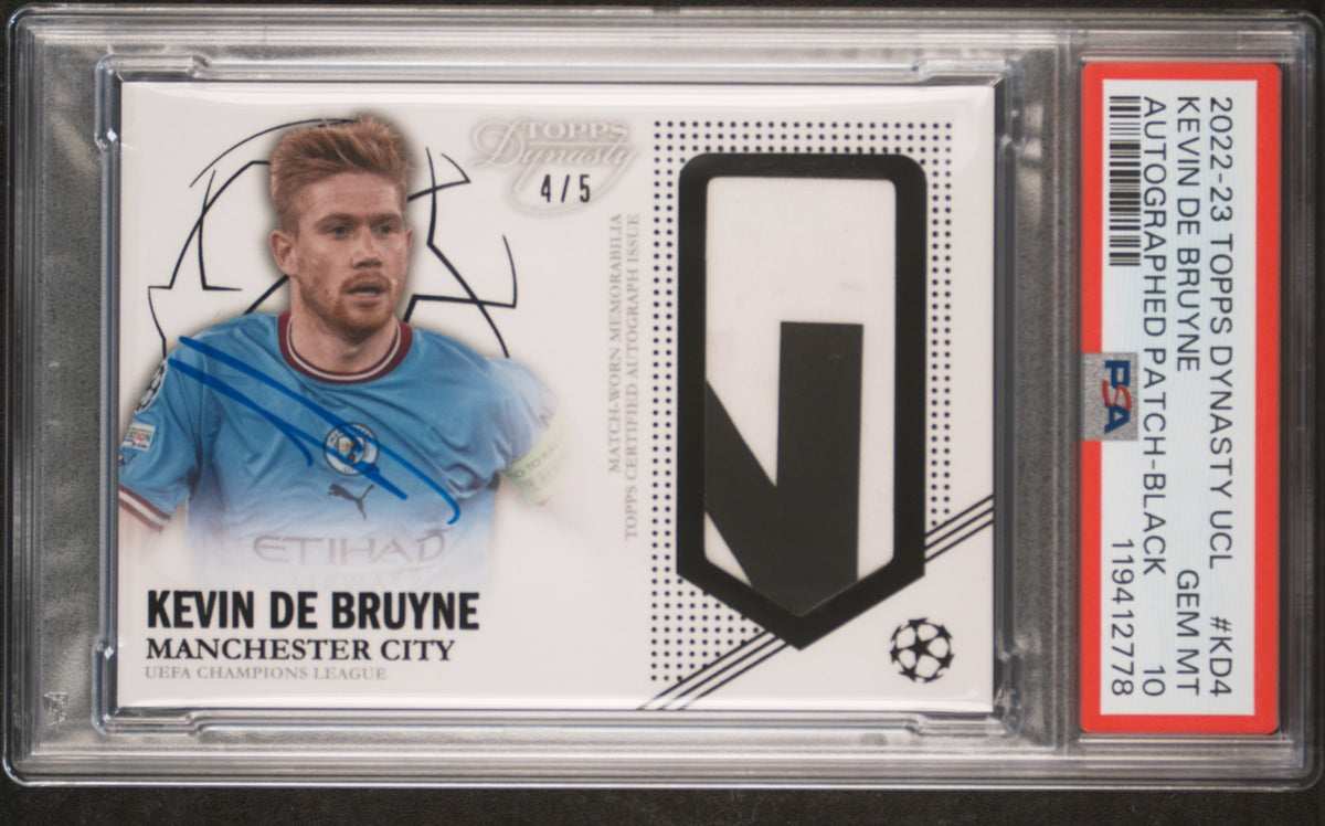 Kevin De Bruyne Topps Dynasty 2022-23 Autograph Patch Card /5 PSA 10 Man City