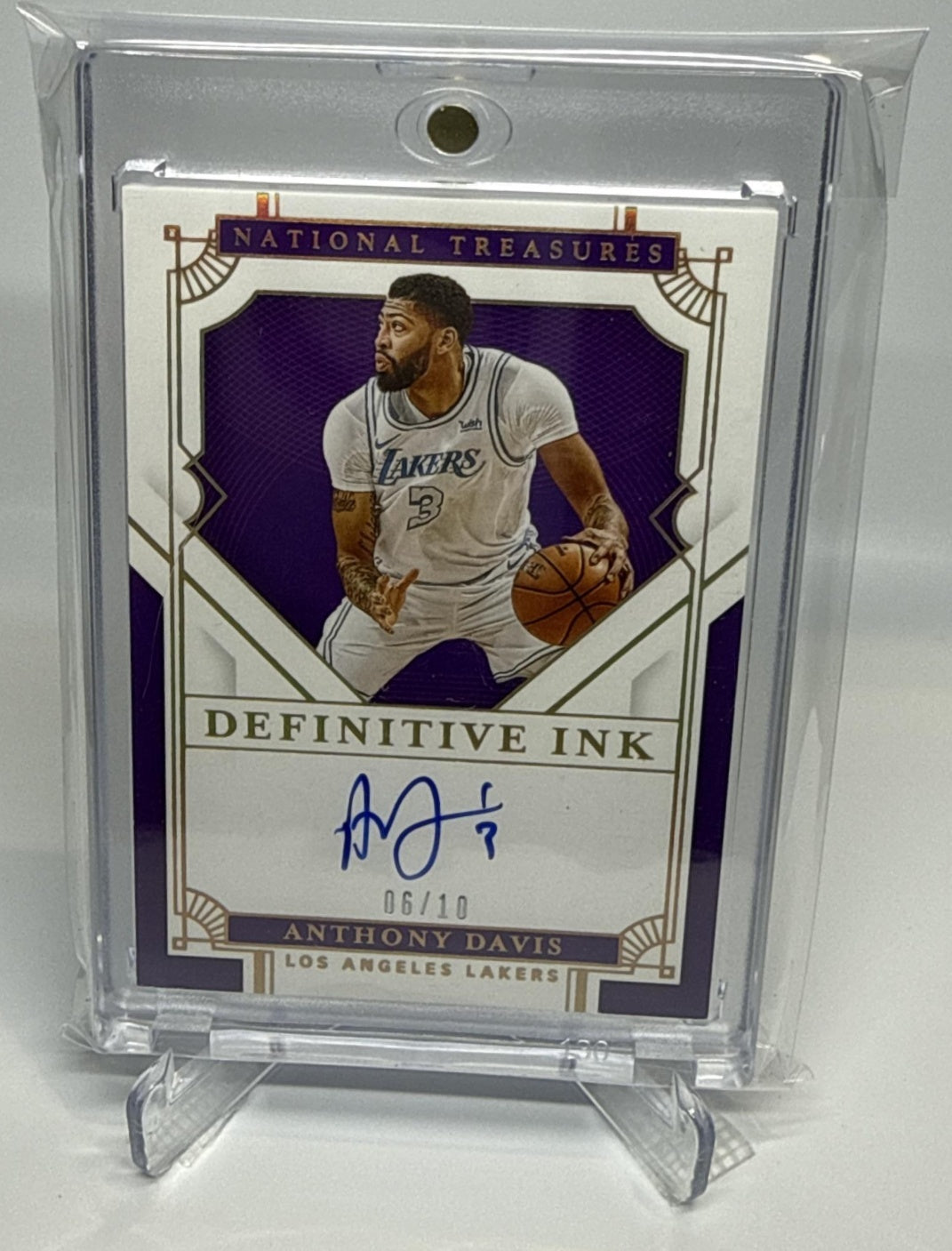 Anthony Davis Panini National Treasures 2020-21 Gold /10 Auto Los Angeles Lakers