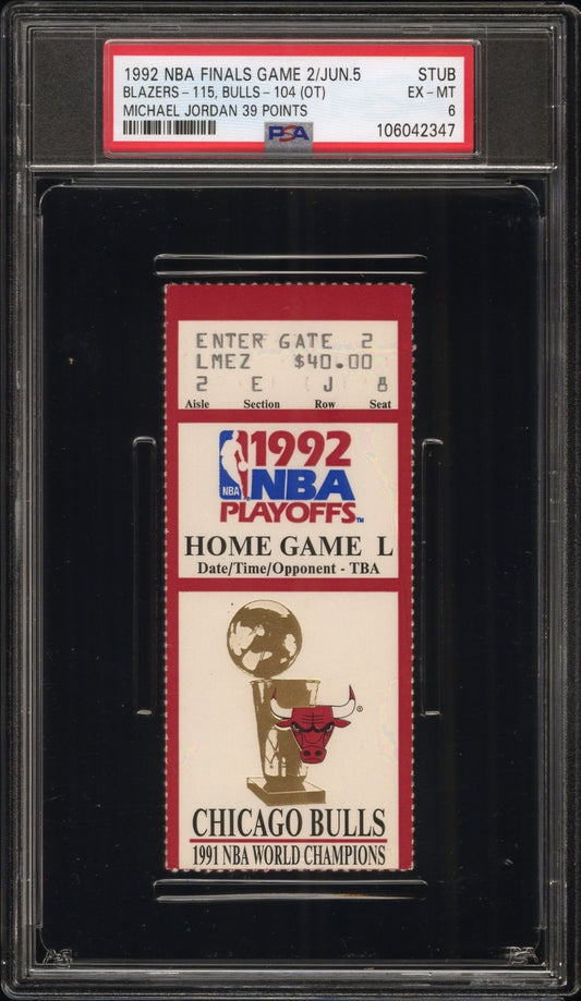 Michael Jordan 1992 NBA Finals Game 2 MJ 39pts PSA 6