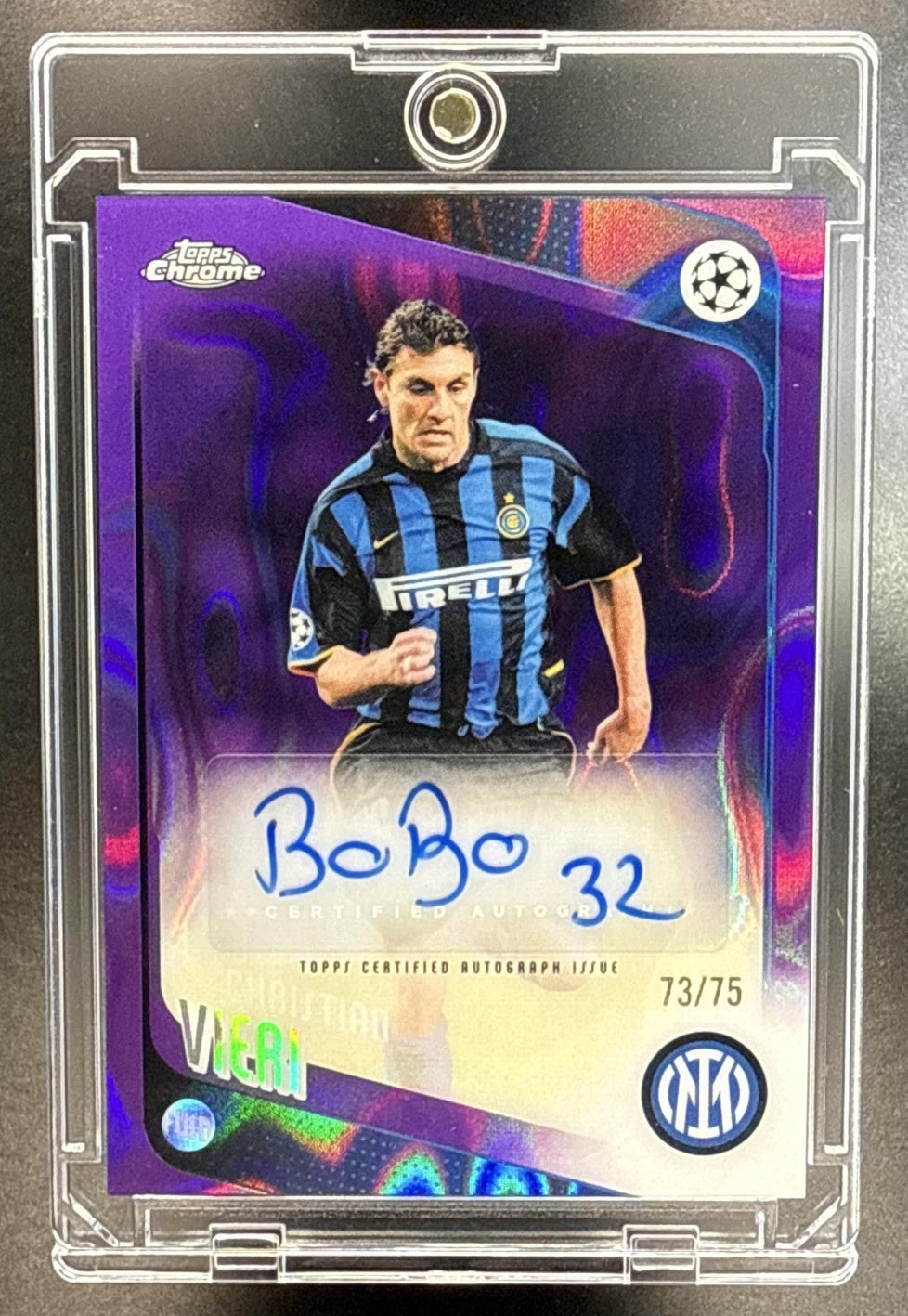 Christian Vieri Topps Chrome UCC 2025-26 Purple Lava /75 Auto FC Inter Milan