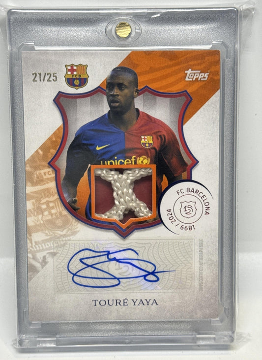 Yaya Toure Topps FC Barcelona 125th Anniversary 2024-25 Orange /25 MEM Auto