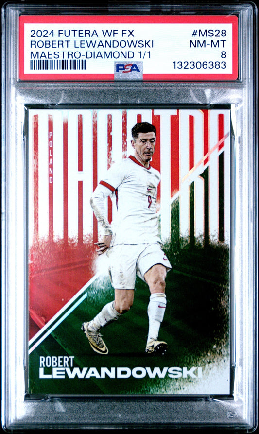 Robert Lewandowski Futera World Football FX 2024 Maestro 1/1 PSA 8 Poland