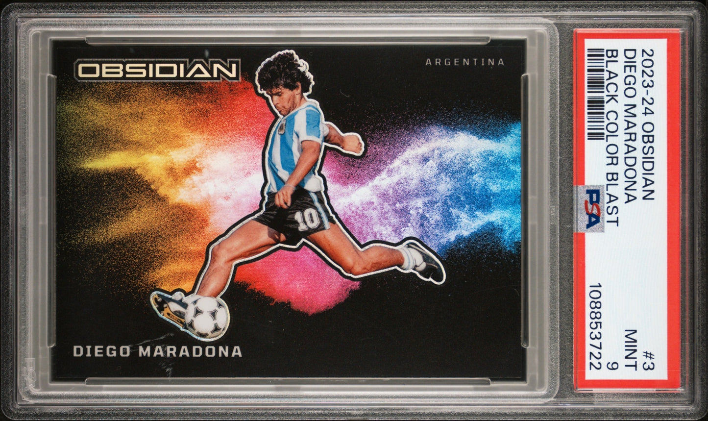 Diego Maradona Panini Obsidian 2023-24 Black Colorblast SSP PSA 9 Argentina