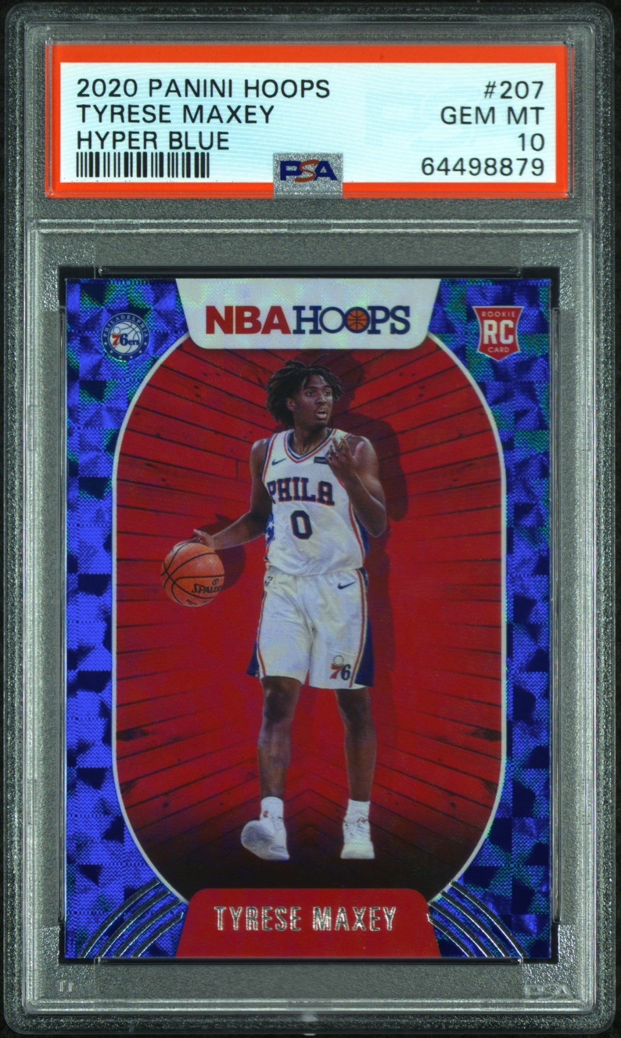 Tyrese Maxey Panini Hoops 2020-21 Hyper Blue RC PSA 10 Philadelphia 76ers