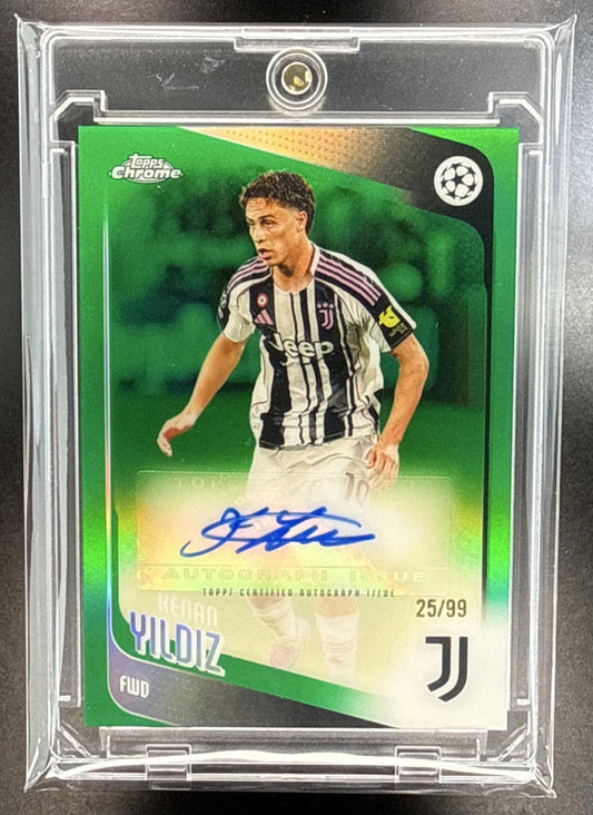 Kenan Yildiz Topps Chrome UCC 2025-26 Auto Green Refractor /99 Juventus