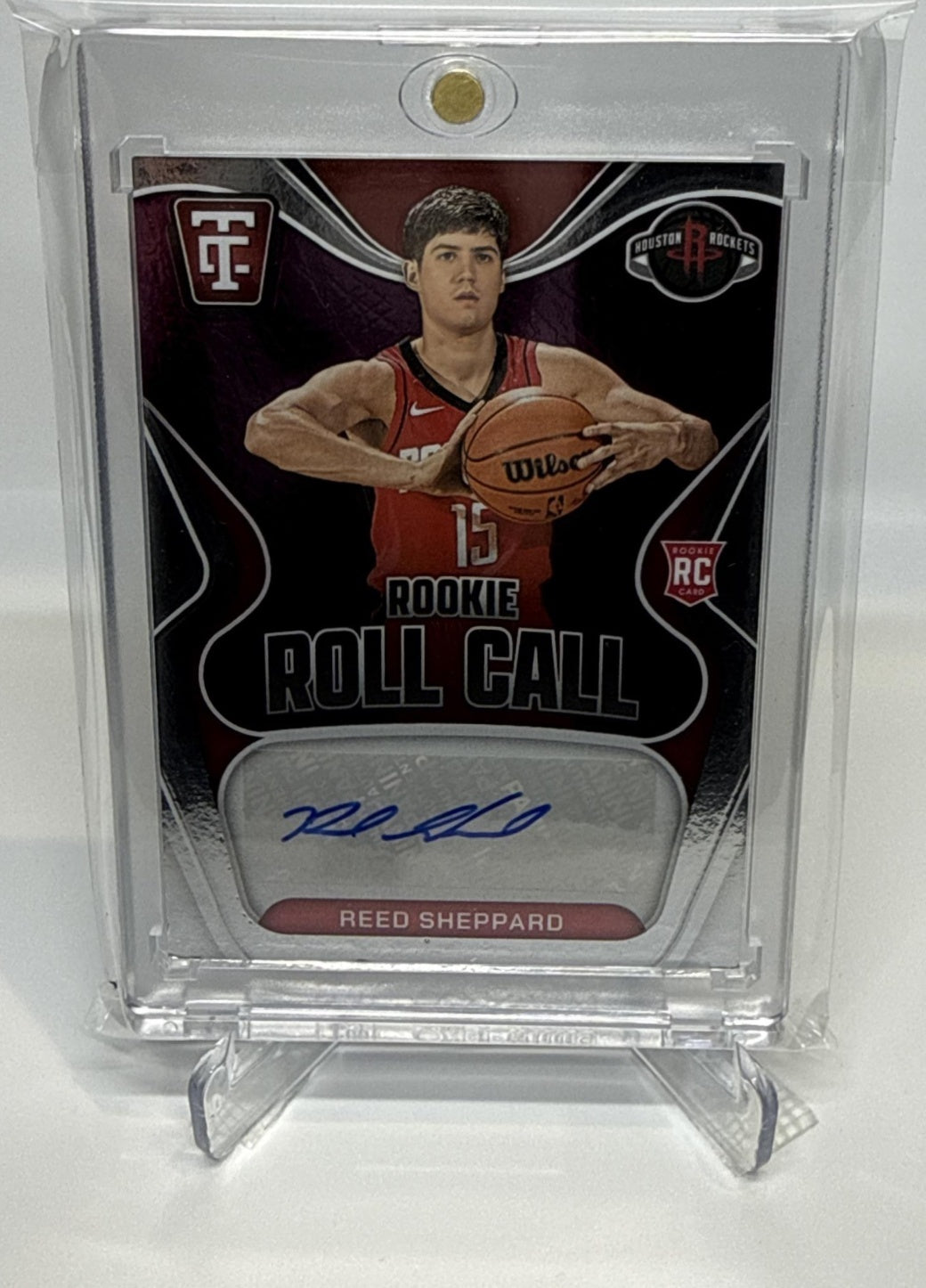 Reed Sheppard Totally Certified 2024-25 Purple Mirror /49 Auto Houston Rockets