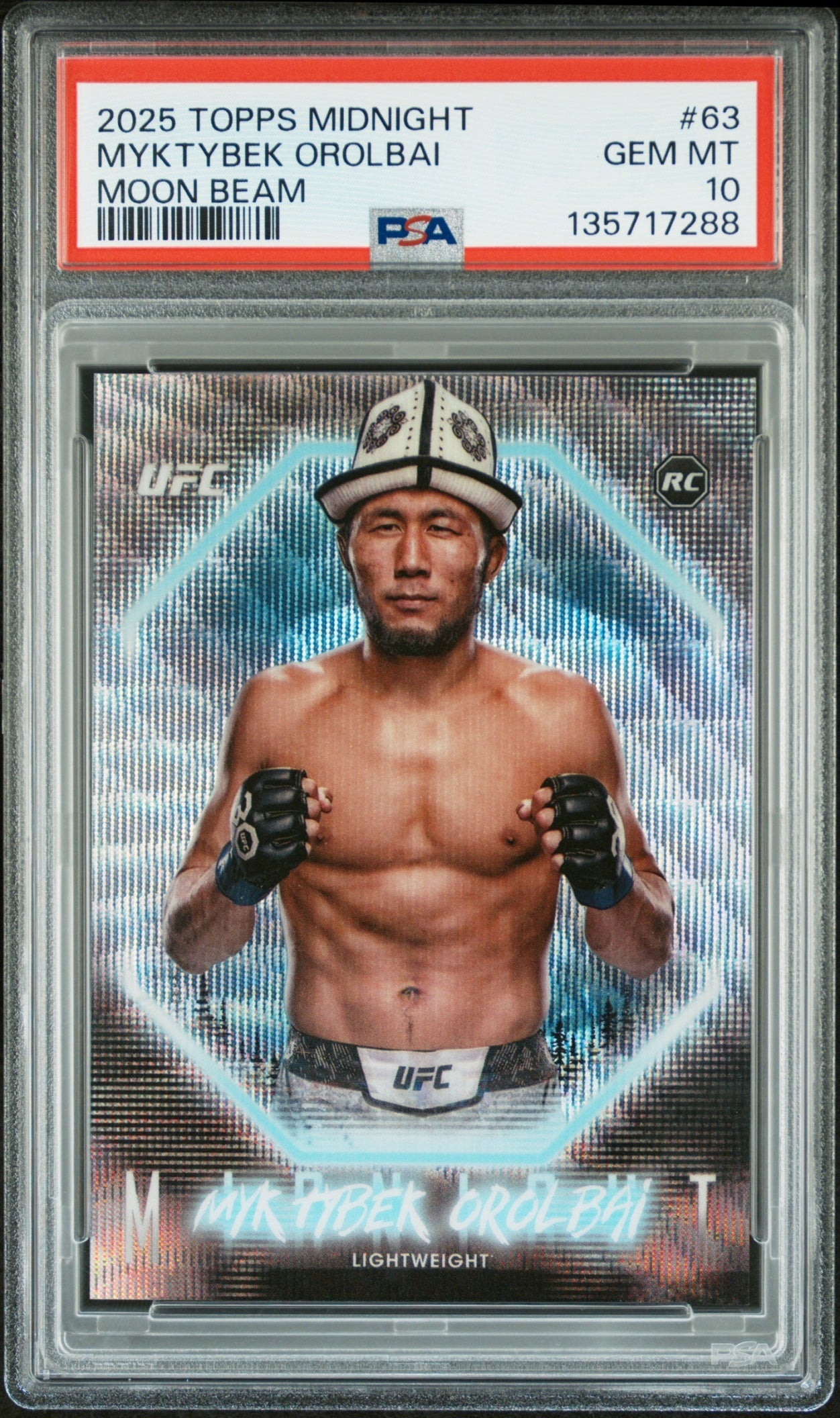 Myktybek Orolbai Topps UFC Midnight 2025 Moon Beam RC PSA 10