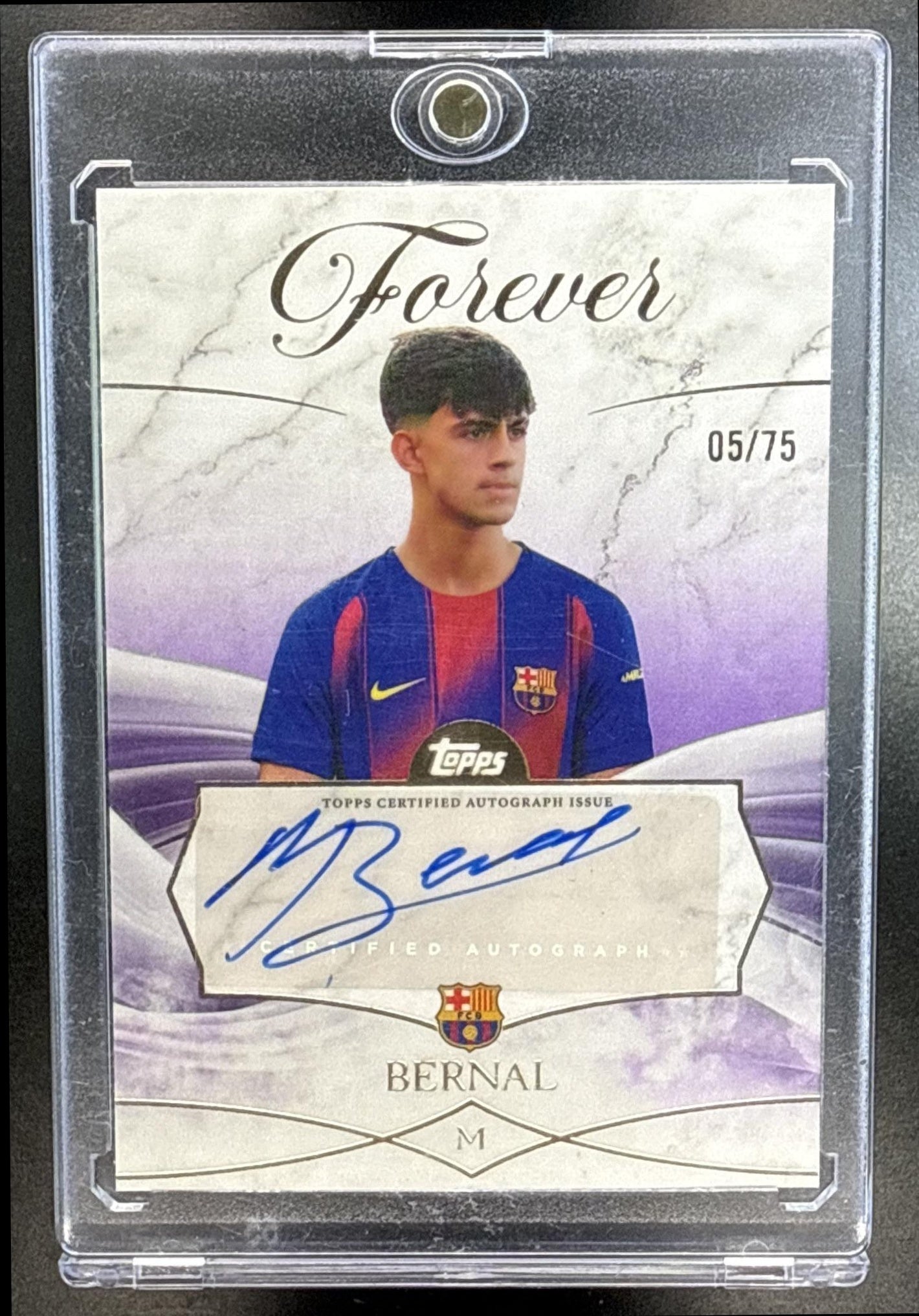 Marc Bernal Topps FC Barcelona Forever Soccer 2025-26 Men's Auto Purple /75
