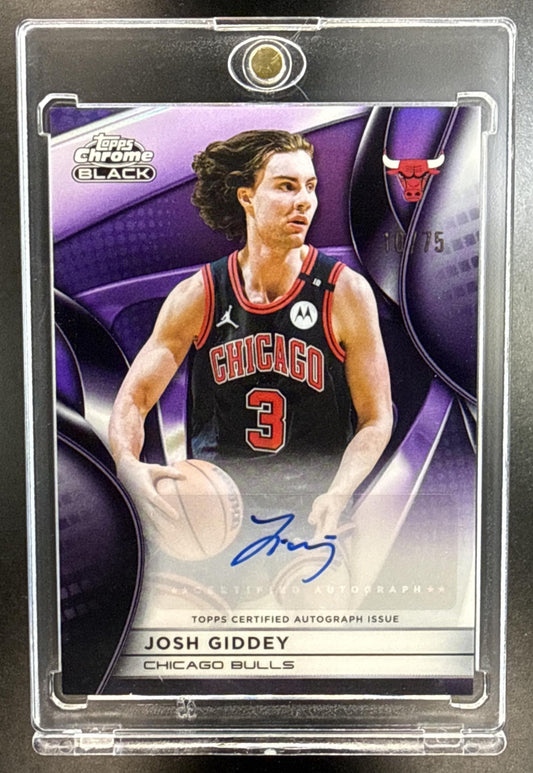 Josh Giddey Topps Chrome Black 2025-26 Auto Purple Refractor /75 Chicago Bulls