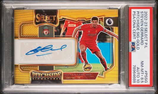 Steven Gerrard Panini Select PL 2022-23 Gold /10 Auto PSA 8.5 Auto 10 Liverpool