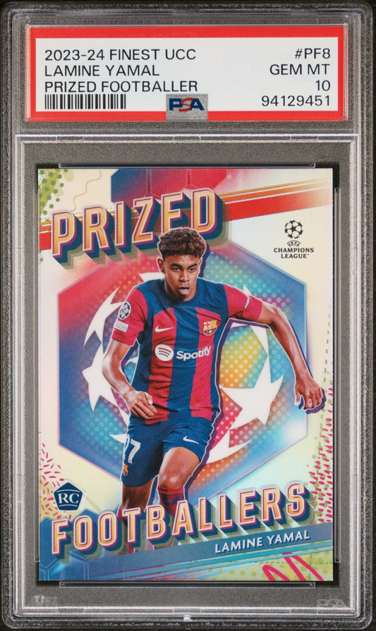 Lamine Yamal Topps Finest UCC 2023-24 Prized Footballers RC PSA 10 FC Barcelona