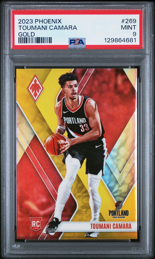 Toumani Camara Panini Phoenix 2023-24 Gold /10 RC PSA 9 Portland Trail Blazers