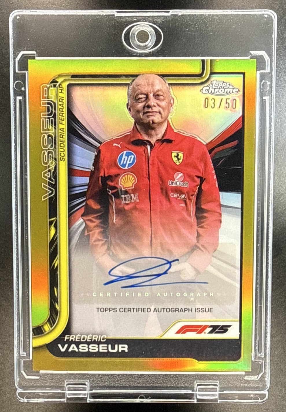 Frederic Vasseur Topps Chrome Formula 1 2025 Auto Gold Refractor /50