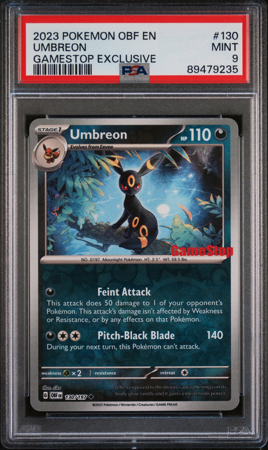 Umbreon Pokemon SV Obsidian Flames - OBF EN 2023 Gamestop Exclusive PSA 9
