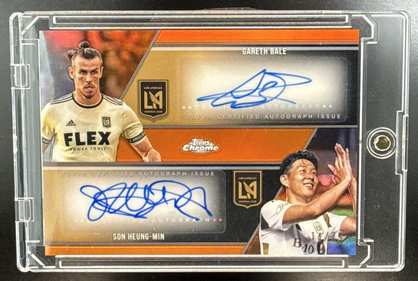 Son Heung-Min Gareth Bale Topps Chrome MLS 2025 Orange Refractor /25 Auto LAFC
