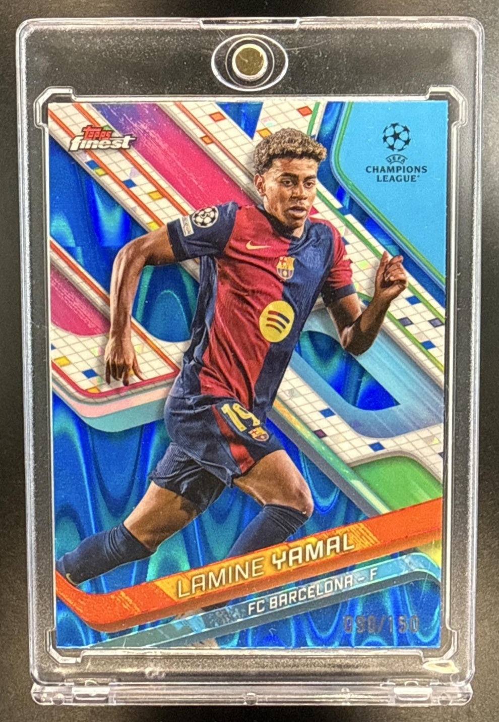 Lamine Yamal Topps Finest UCC 2024-25 Blue Raywave Refractor /150 FC Barcelona