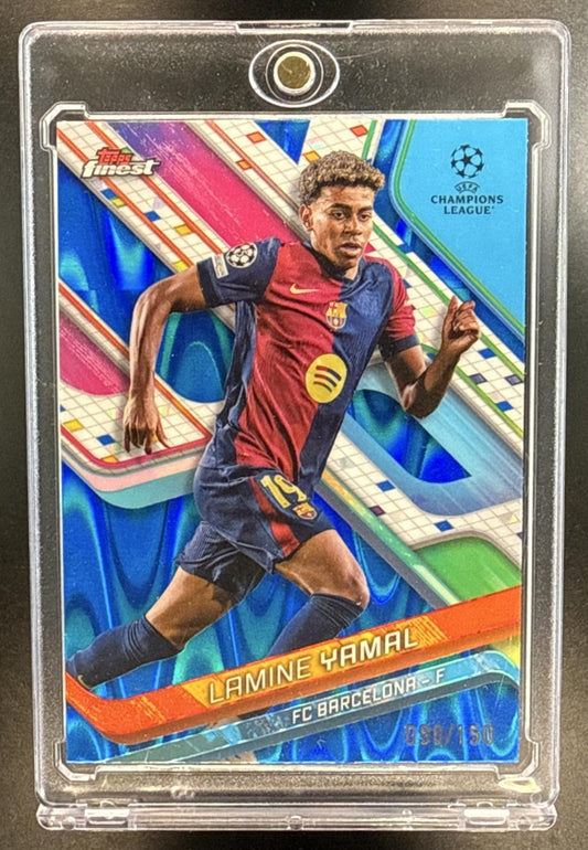 Lamine Yamal Topps Finest UCC 2024-25 Blue Raywave Refractor /150 FC Barcelona