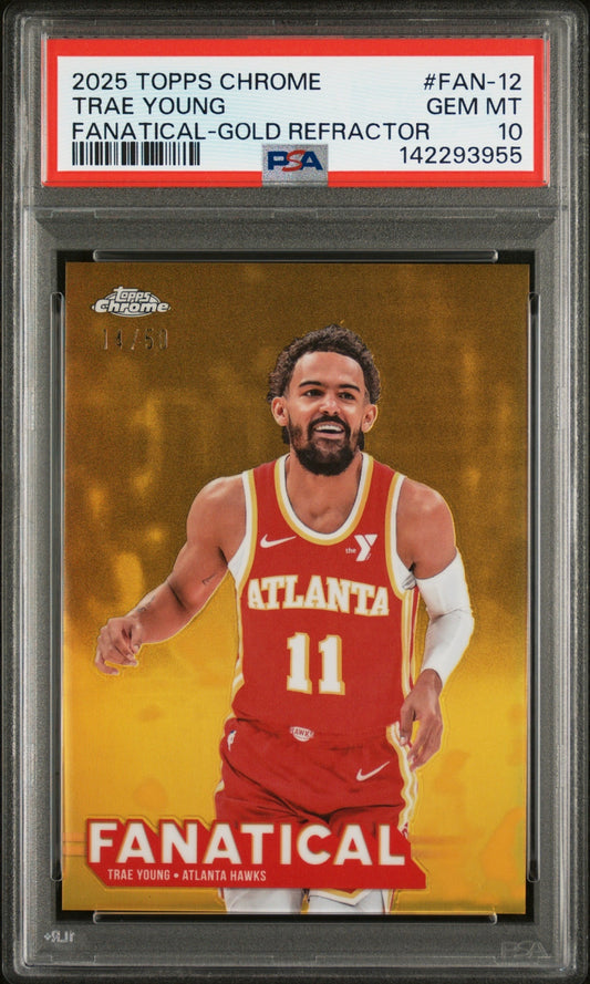 Trae Young Topps Chrome 2025-26 Gold Refractor /50 SSP PSA 10 Atlanta Hawks