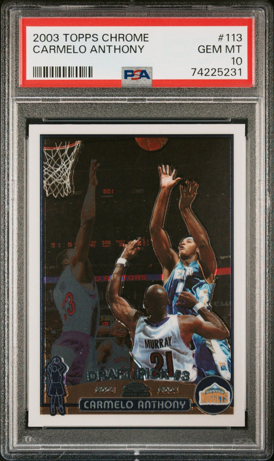 Carmelo Anthony Topps Chrome 2003-04 RC PSA 10 Denver Nuggets