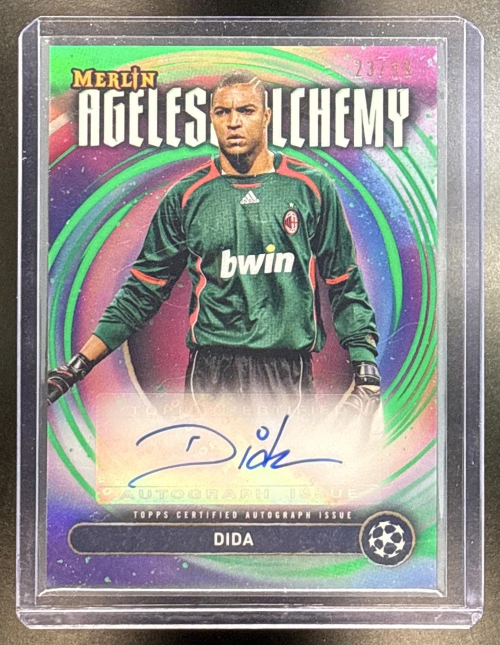 Dida Topps Merlin Chrome UCC 2024-25 Green Refractor /99 Auto AC Milan