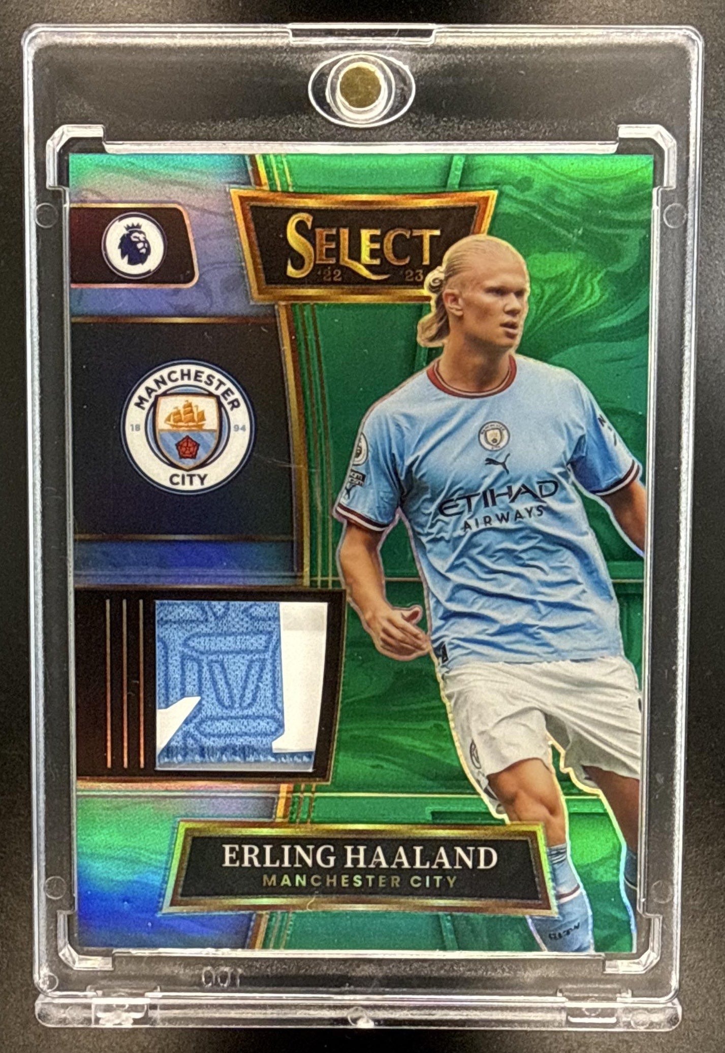 Erling Haaland Panini Select PL 2022-23 Swatches Green /5 MEM Manchester City