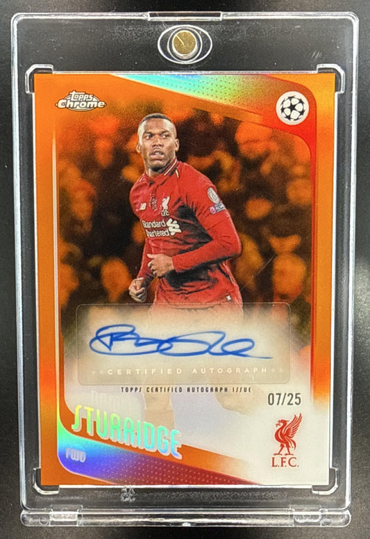 Daniel Sturridge Topps Chrome UCC 2025-26 Orange Refractor /25 Auto Liverpool FC