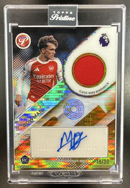 Max Dowman Topps Pristine PL 2025-26 Pieces Auto Relics Gold /50 MEM RC Arsenal