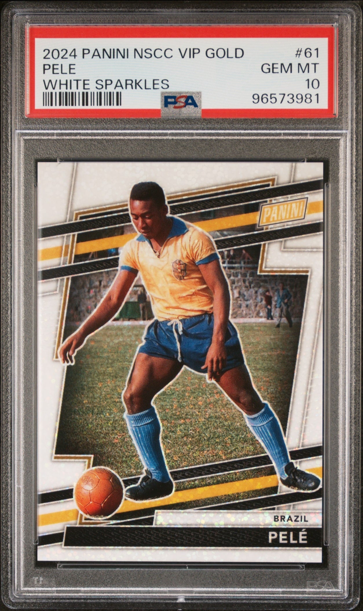 Pele Panini National NSCC VIP Party 2024 White Sparkles Prizm PSA 10 Brazil
