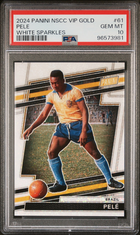 Pele Panini National NSCC VIP Party 2024 White Sparkles Prizm PSA 10 Brazil