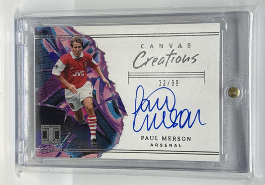 Paul Merson Panini Impeccable PL 2022-23 Canvas Creations /99 Auto Arsenal FC