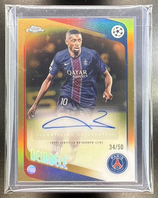 Ousmane Dembele Topps Chrome UCC 2025-26 Gold /50 Auto Paris Saint-Germain