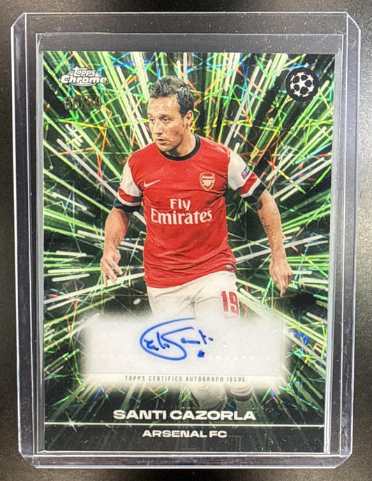 Santi Cazorla Topps Chrome UCC 2025-26 Black/Neon Green /99 Auto Arsenal FC