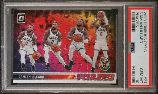 Damian Lillard Panini Donruss Optic 2023-24 Phazes PSA 10 Milwaukee Bucks