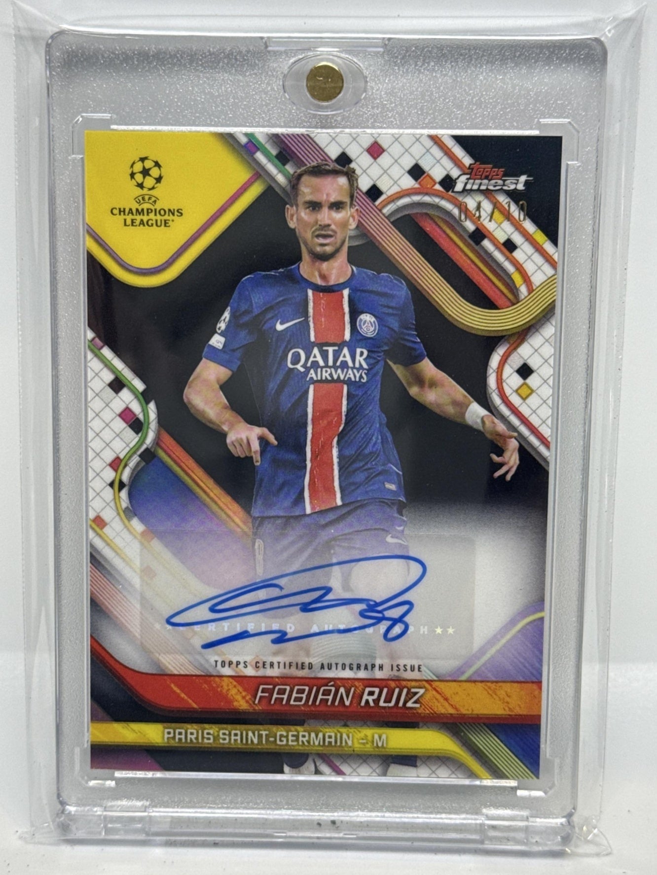 Fabian Ruiz Topps Finest UCC 2024-25 Black Refractor /10 Paris Saint-Germain