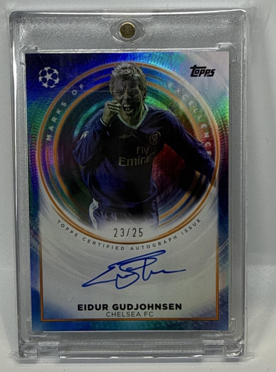 Eidur Gudjohnsen Topps Definitive Collection UCC 2024 Orange /25 Auto Chelsea FC
