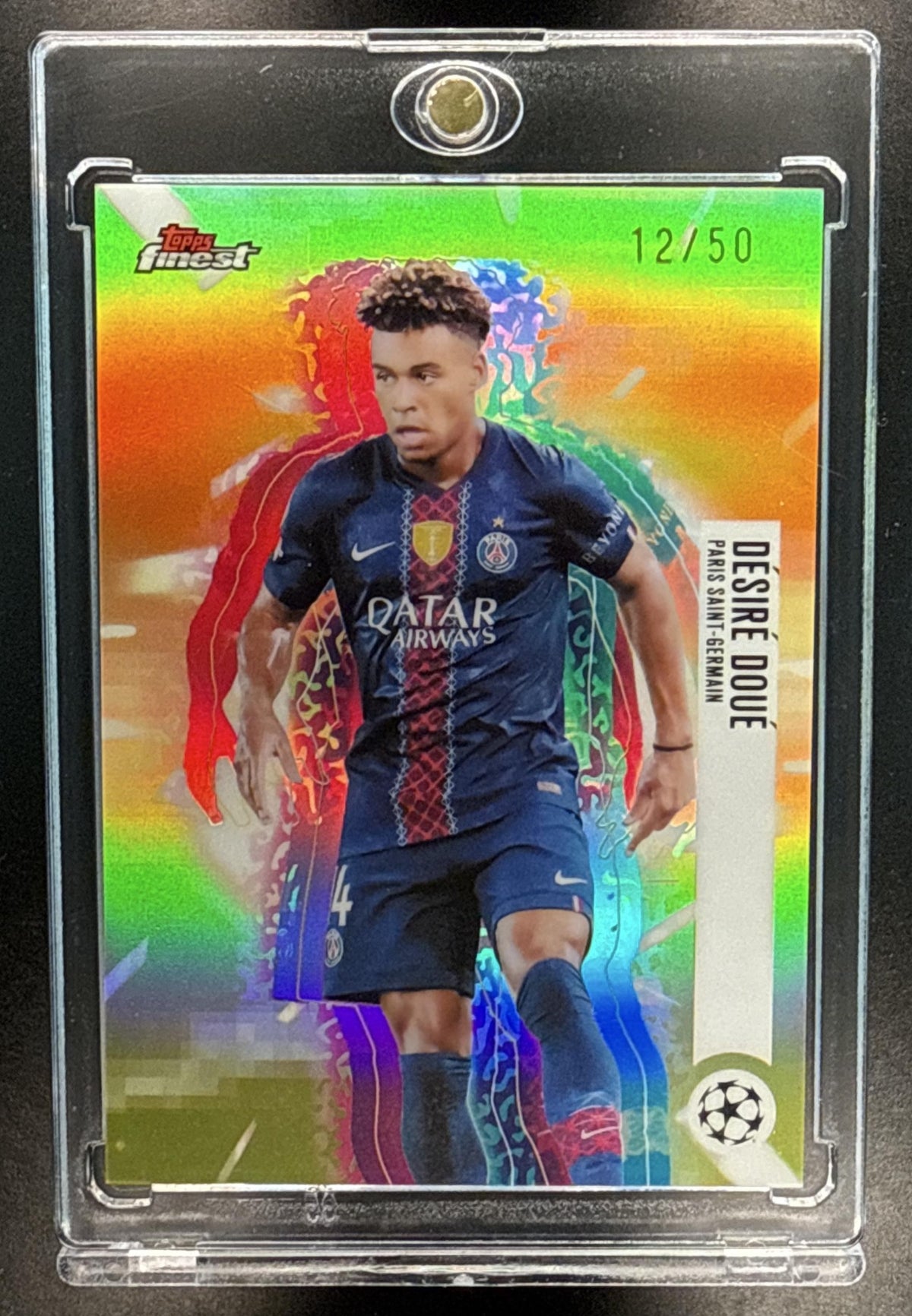 Desire Doue Topps Finest UCC 2025-26 Gold Refractor /50 Paris Saint-Germain