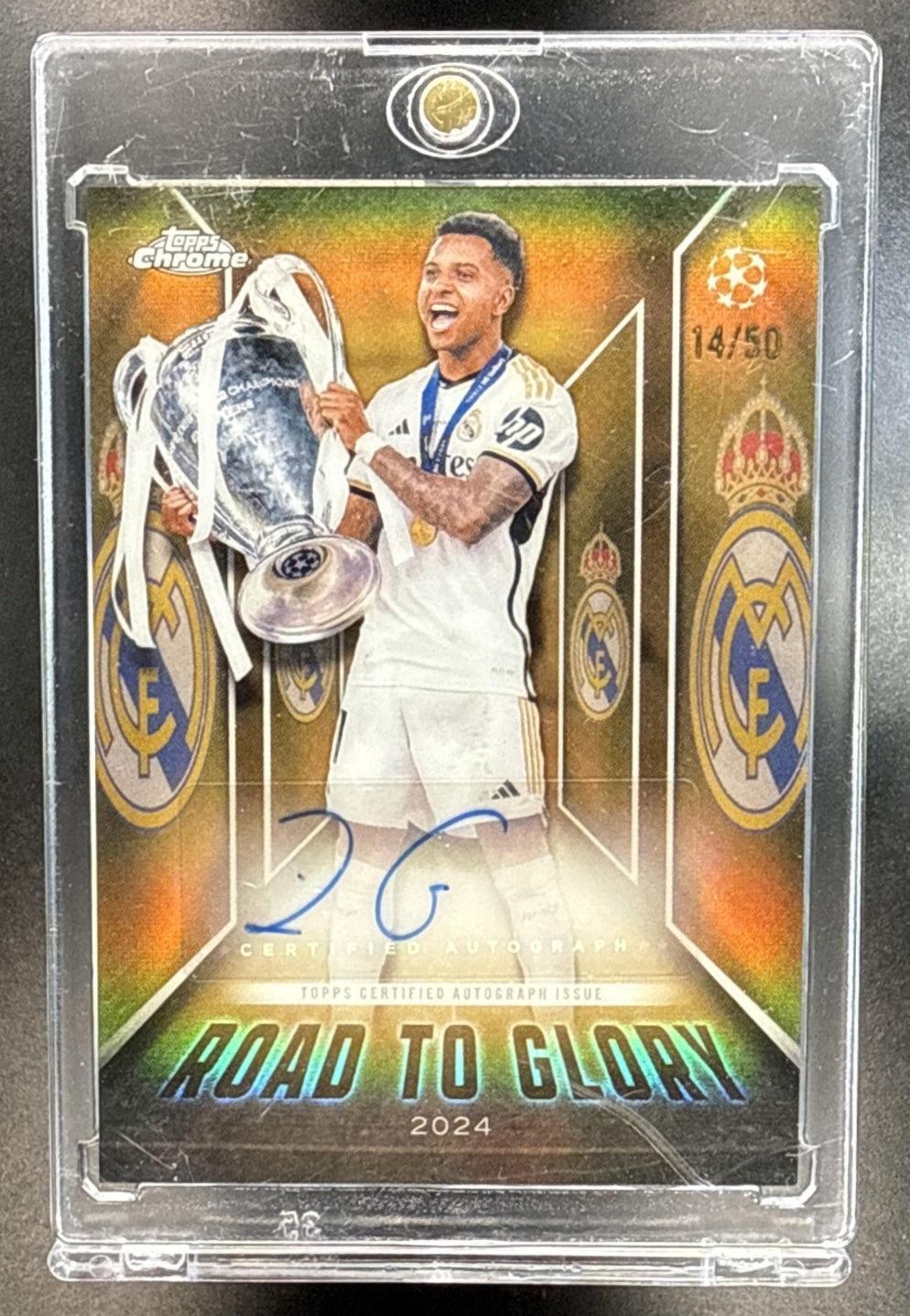 Rodrygo Topps Chrome UCC 2025-26 Gold Refractor /50 Auto Real Madrid C.F.
