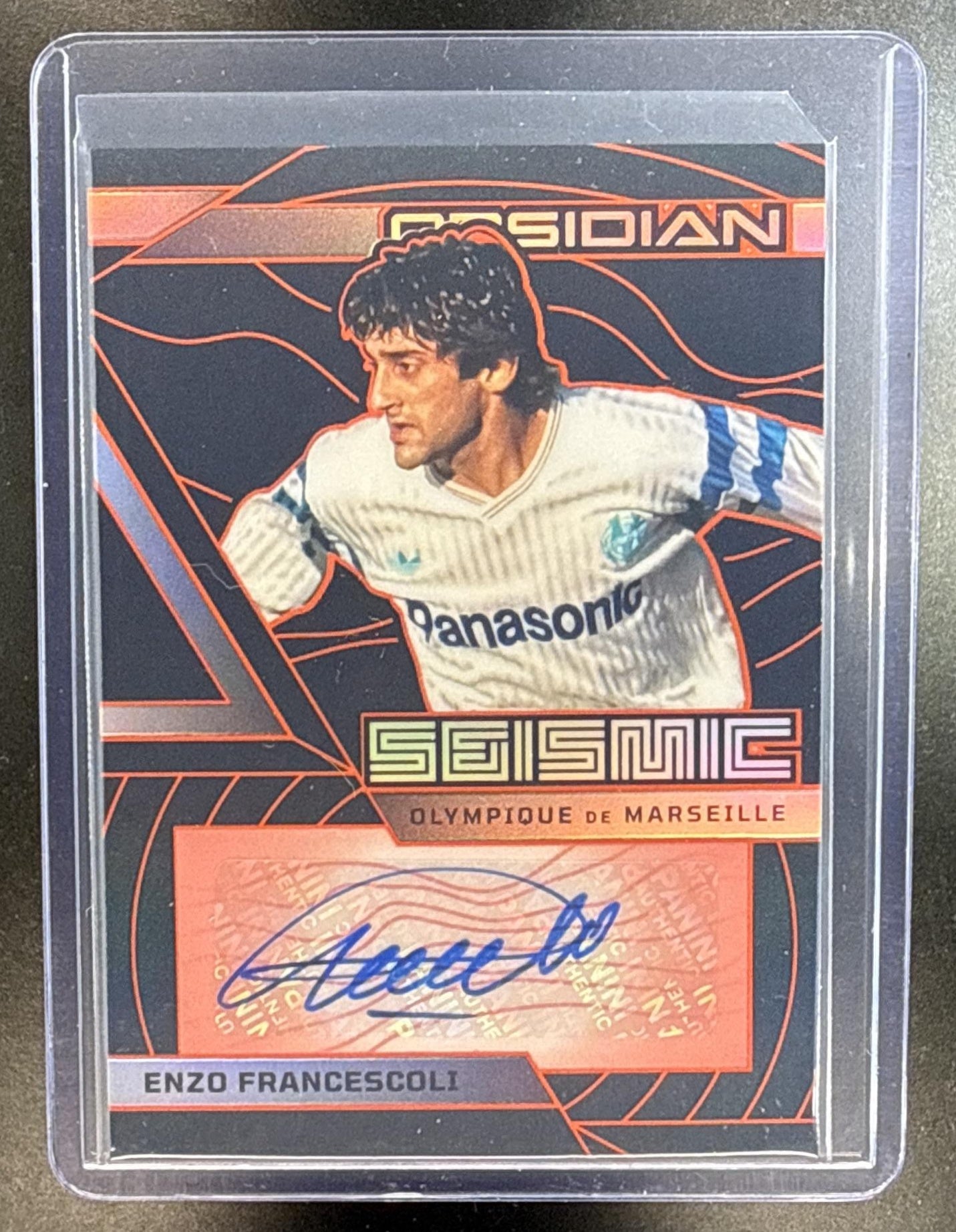 Enzo Francescoli Panini Obsidian 2025-26 Orange /50 Auto Olympique de Marseille