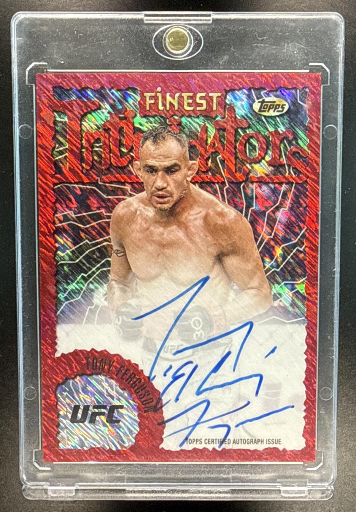 Tony Ferguson Topps Finest UFC 2024 Intimidators Auto Red Shimmer Refractor