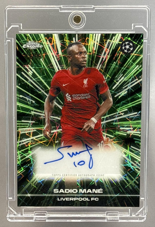 Sadio Mane Topps Chrome UCC 2025-26 Neon Green Lazer /99 Auto Liverpool FC