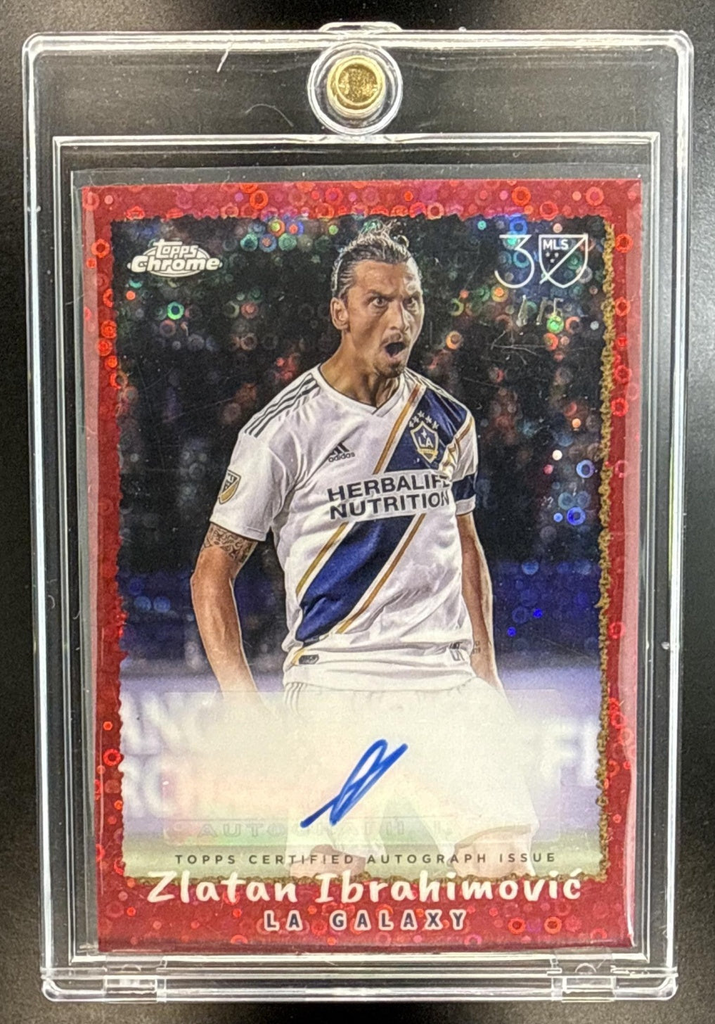 Zlatan Ibrahimovic Topps Chrome MLS 2025 1995 Auto Red Donut Holes /5 LA Galaxy