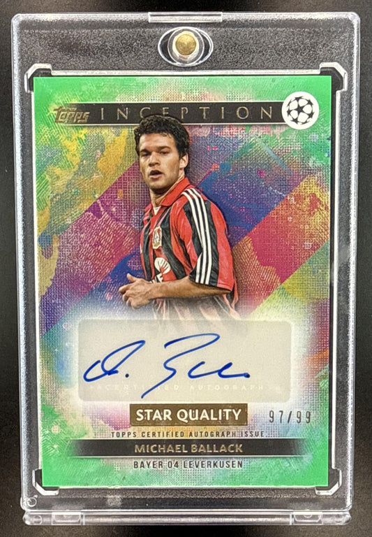 Michael Ballack Topps Inception UCC 2024-25 Green /99 Auto Bayer 04 Leverkusen
