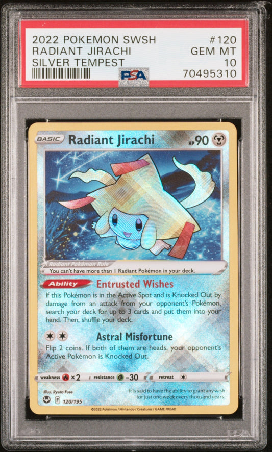 2022 Pokemon Sword & Shield Silver Tempest Radiant Jirachi #120/195 PSA 10