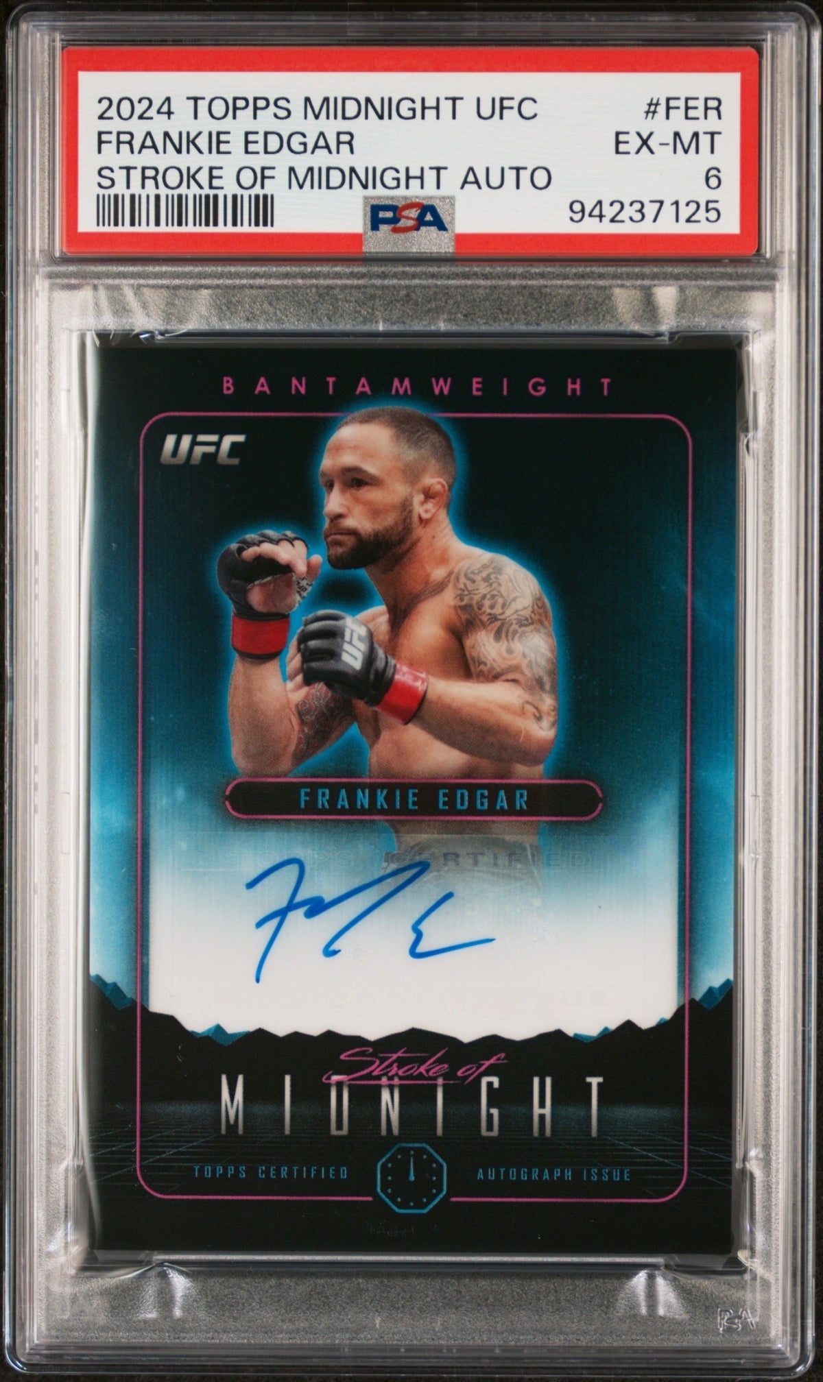 Frankie Edgar Topps Midnight UFC 2024 Stroke of Auto PSA 6