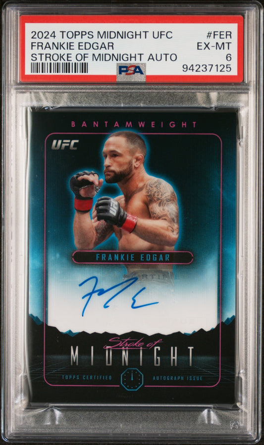 Frankie Edgar Topps Midnight UFC 2024 Stroke of Auto PSA 6