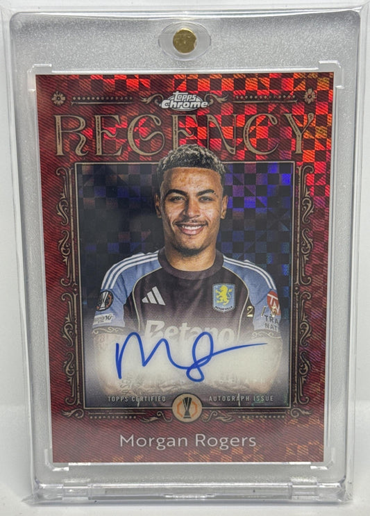 Morgan Rogers Topps Chrome 2026 Regency Auto Red Refractor /5 Aston Villa