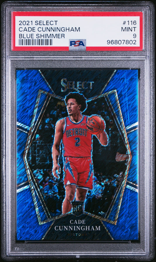 Cade Cunningham Select 2021 Blue Shimmer Prizms RC Premier PSA 9 Detroit Pistons