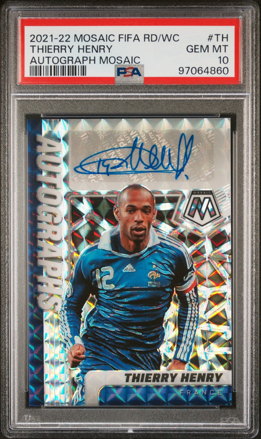 Thierry Henry Panini Mosaic Road to FIFA World Cup 2021 Mosaic Auto PSA 10 France