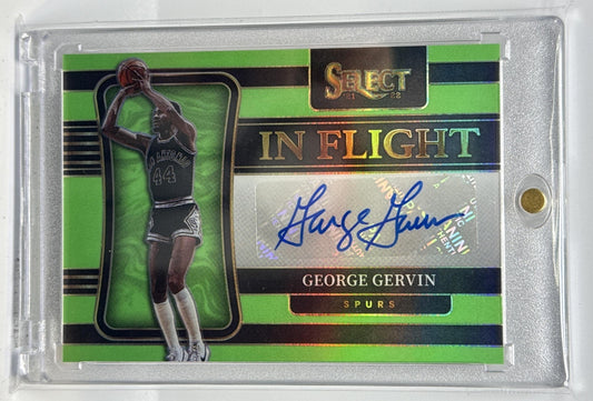 George Gervin Panini Select 2021-22 Neon Green Prizms /99 Auto San Antonio Spurs